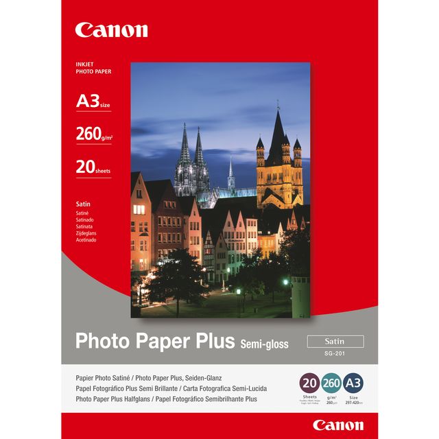 Canon Photo Paper Plus SG-201 - Semi-lucida - A3 (297 x 420 mm) - 260 g/m² - 20…