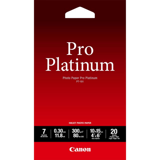 Canon Photo Paper Pro Platinum - 100 x 150 mm - 300 g/m² - 20 fogli carta fotog…