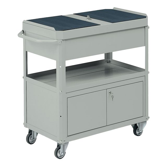 Carrello da lavoro - 2 vasche da 80 x 45 cm - con baule e portattrezzi - 92 x 4…