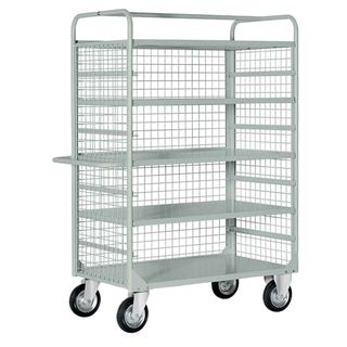 Carrello da lavoro - 4 piani estraibili - con sponde rete - 132 x 67 x 177 cm -…