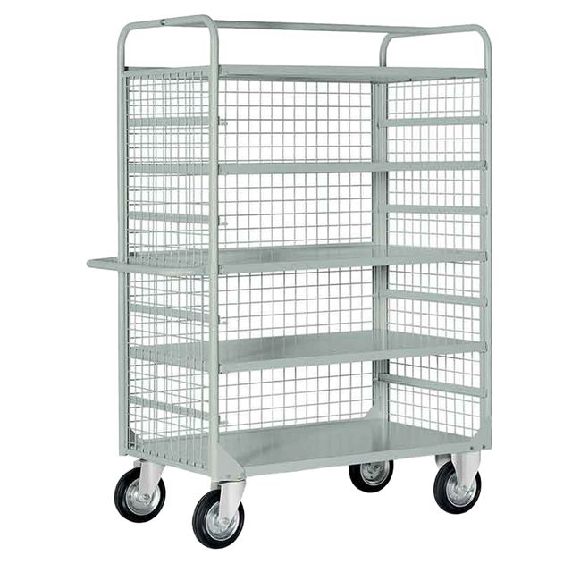 Carrello da lavoro - 4 piani estraibili - con sponde rete - 132 x 67 x 177 cm -…