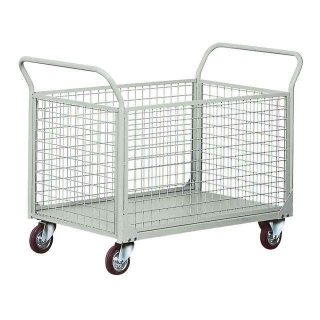 Carrello da lavoro - 4 sponde rete - laterali asportabili - 300 kg - grigio - T…