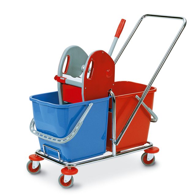 Carrello per pulizie Tucson - 50 L - 78 x 41 x 89cm - rosso/blu - PerfettoFacto…