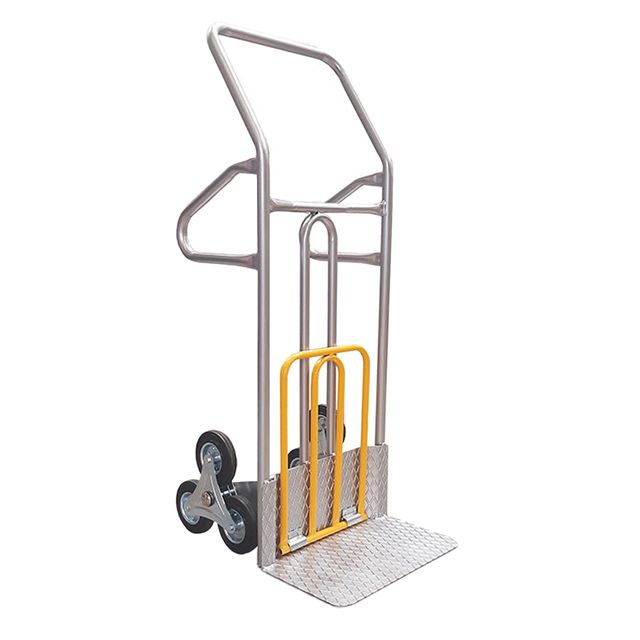 Carrello saliscale - 50 x 40 x 132 cm - max 280 kg - acciaio - grigio/giallo - …