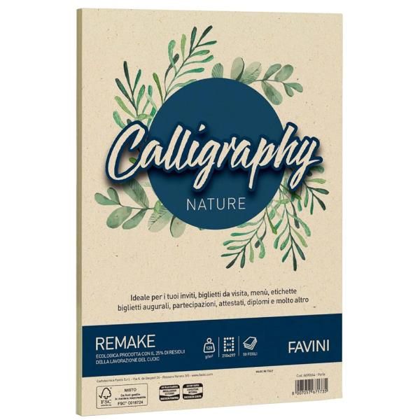 Carta Calligraphy Nature Remake - A4 - 120 gr - perla - Favini - conf. 50 fogli