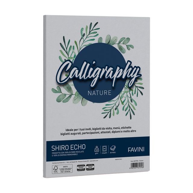 Carta Calligraphy Nature Shiro Eco - A4 - 120 gr - cenere - Favini - conf. 50 f…