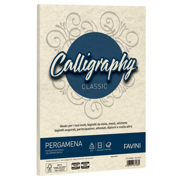 Carta Calligraphy Pergamena - A3 - 190 gr - naturale 06 - Favini - conf. 250 fo…