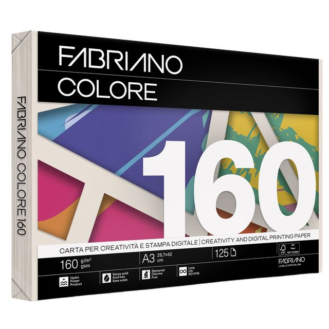 Carta Fabriano Colore - A3 - 160 gr - colori tenui avorio - Fabriano - conf. 12…