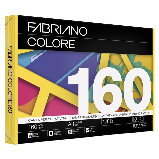 Carta Fabriano Colore - A3 - 160 gr - colori tenui cedro - Fabriano - conf. 125…