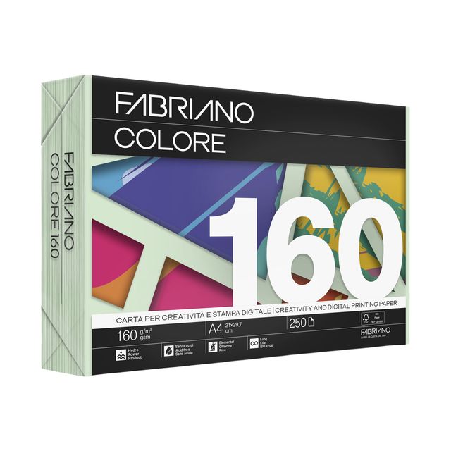 Carta Fabriano Colore - A4 - 160 gr - colori tenui verde chiaro - Fabriano - co…