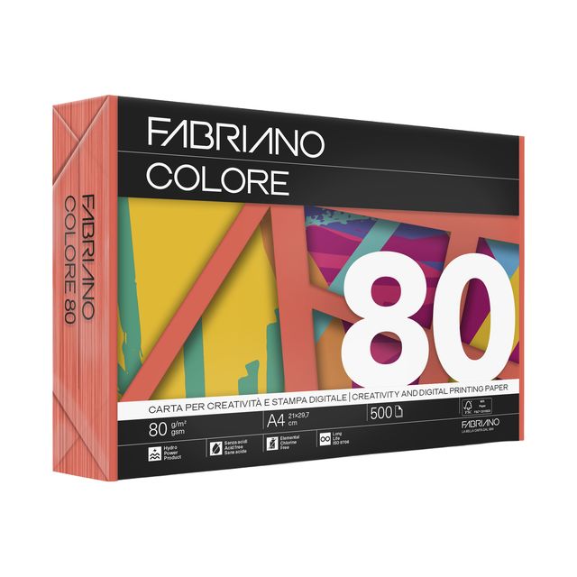 Carta Fabriano Colore - A4 - 80 gr - colori forti arancio - Fabriano - conf. 50…