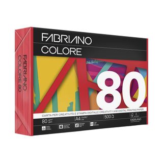 Carta Fabriano Colore - A4 - 80 gr - colori forti rosso - Fabriano - conf. 500 …