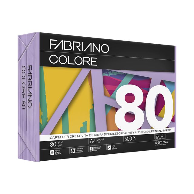 Carta Fabriano Colore - A4 - 80 gr - colori forti violetto - Fabriano - conf. 5…