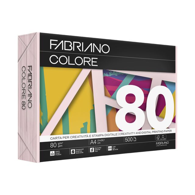 Carta Fabriano Colore - A4 - 80 gr - colori tenui cipria - Fabriano - conf. 500…