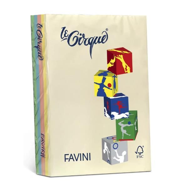 Carta Le Cirque - A4 - 80 gr - mix 4 colori pastello - Favini - conf. 200 fogli