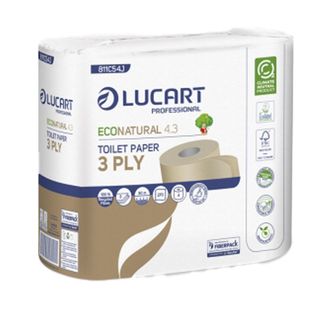 Carta igienica EcoNatural 4.3 Plastic Free - 270 strappi - Lucart - pacco 4 rot…