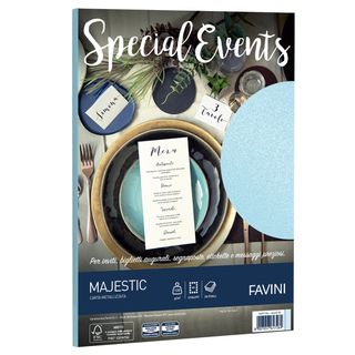 Carta metallizzata Special Events - A4 - 120 gr - azzurro - Favini - conf. 20 f…