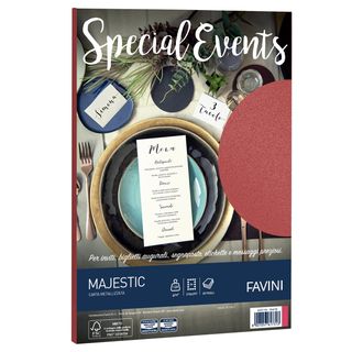 Carta metallizzata Special Events - A4 - 120 gr - rosso - Favini - conf. 20 fog…