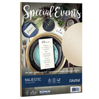 Carta metallizzata Special Events - A4 - 120 gr - sabbia - Favini - conf. 20 fo…
