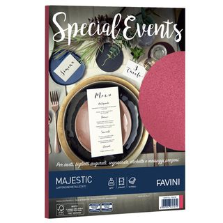 Carta metallizzata Special Events - A4 - 250 gr - rosso - Favini - conf. 10 fog…