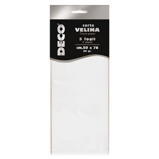 Carta velina - 50 x 76 cm - 20 gr - bianco perlescente - Deco - busta 5 fogli