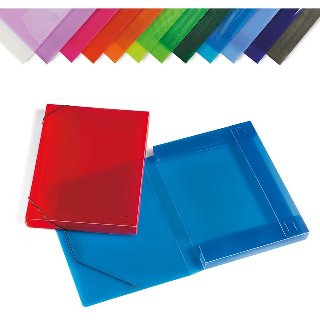 Cartella con elastici - PPL - dorso 3 cm - 35,5 x 26,5 cm - colori assortiti - …