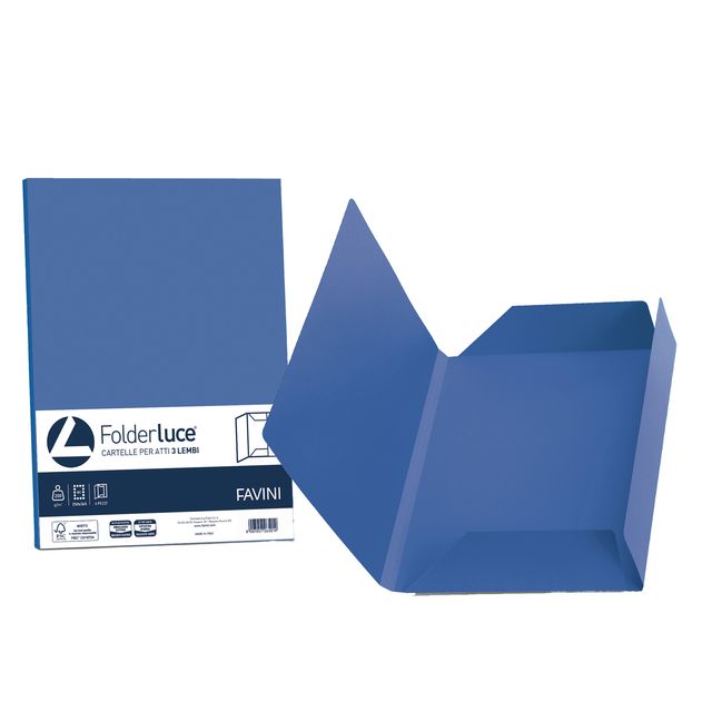 Cartellina 3 lembi Luce - 200 gr - A4 - cartoncino bristol - blu prussia - Favi…