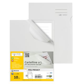 Cartellina a L Poli Privacy - A4 - PP - liscio pesante - bianco opaco per docum…