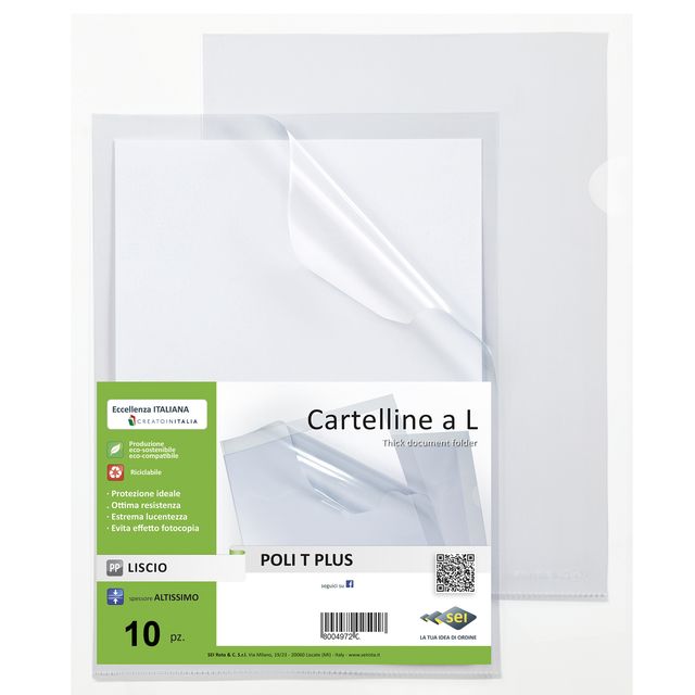 Cartellina a L Poli T Plus - 30 x 42 cm - PP - liscio pesante - Sei rota - conf…