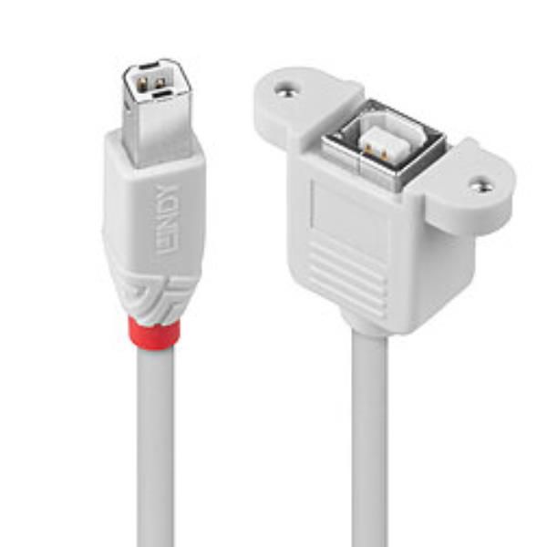 Lindy - Prolunga USB - USB Tipo B (M) a USB Tipo B (F) - USB 2.0 - 50 cm - grig…