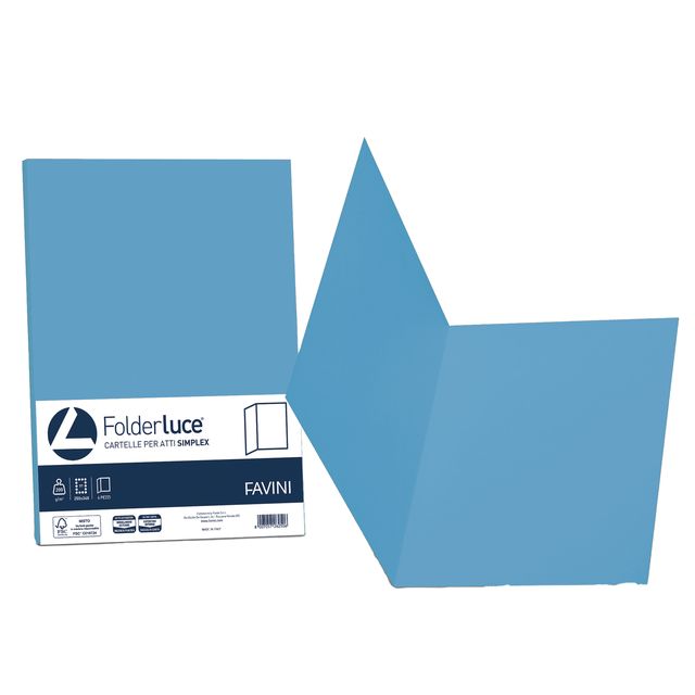 Cartellina semplice Luce - 200 gr - A4 - azzurro - cartoncino bristol - Favini …