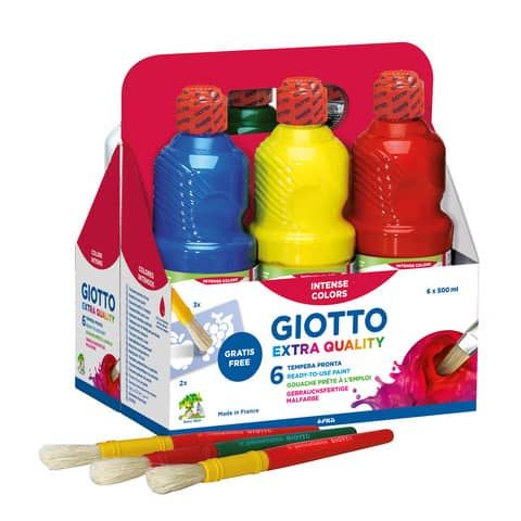 Schoolpack Giotto Tempera Pronta 6 colori assortiti da 500ml ricca e densa comp…