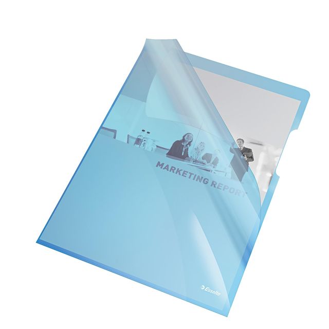 Cartelline a L - PVC - liscio - 21 x 29,7 cm - blu cristallo - Esselte - conf. …