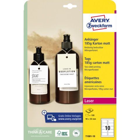 Cartellino micro-perforato stampabile - cartoncino - laser - 80 x 50 mm - 15 ca…