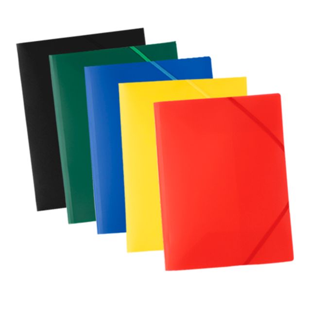 Cartellla 3 lembi con elastico angolare ECO - 24 x 32 cm - PP - colori assortit…