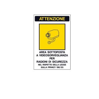 Cartello adesivo - AREA SOTTOPOSTA A VIDEOSORVEGLIANZA… - 20 x 30 cm - Markin