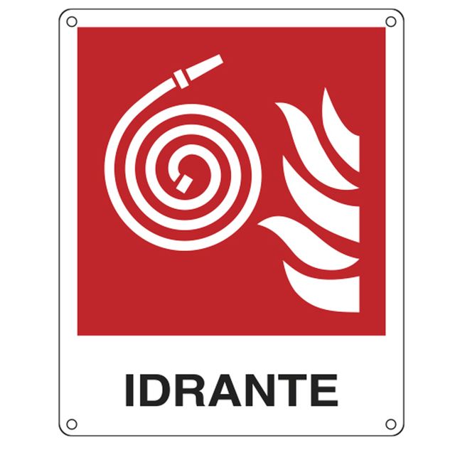 Cartello segnalatore - 25x31 cm - IDRANTE - alluminio - Cartelli Segnalatori
