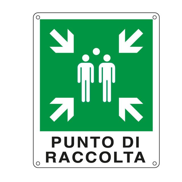 Cartello segnalatore - 25x31 cm - PUNTO DI RACCOLTA - alluminio - Cartelli Segn…