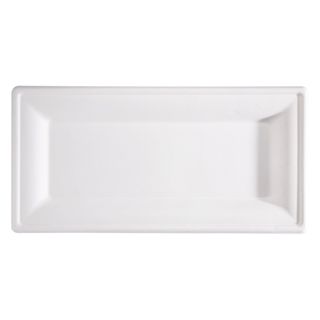 Piatto piano monouso - rettangolare - 26 x 13 cm - canna da zucchero - bianco -…