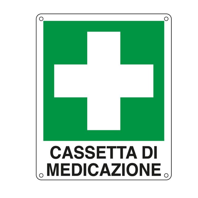 Cartello segnalatore - 16x21 cm - CASSETTA DI MEDICAZIONE - alluminio - Cartell…
