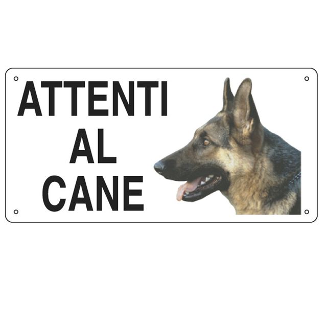 Cartello segnalatore - 25x12,5 cm - ATTENTI AL CANE - alluminio - Cartelli Segn…