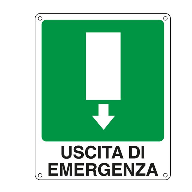 Cartello segnalatore - 25x31 cm - USCITA DI EMERGENZA - alluminio - Cartelli Se…