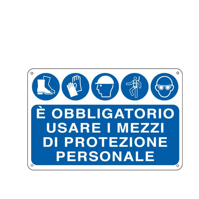 Cartello segnalatore - 30x20 cm - E' OBBLIGATORIO USARE I MEZZI DI PROTEZIONE I…