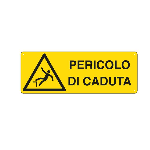 Cartello segnalatore - 35x12,5 cm - PERICOLO DI CADUTA - alluminio - Cartelli S…