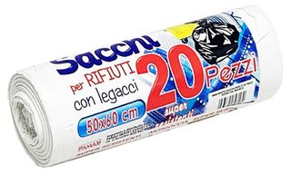 1 ROTOLO DA 20 SACCHI RIFIUTI 50X60CM BIANCO